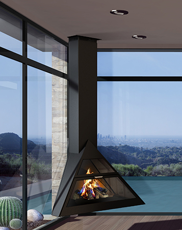 Admeto Fireplace Suspended Corner Fireplace