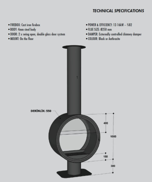 Cylinder Fireplace